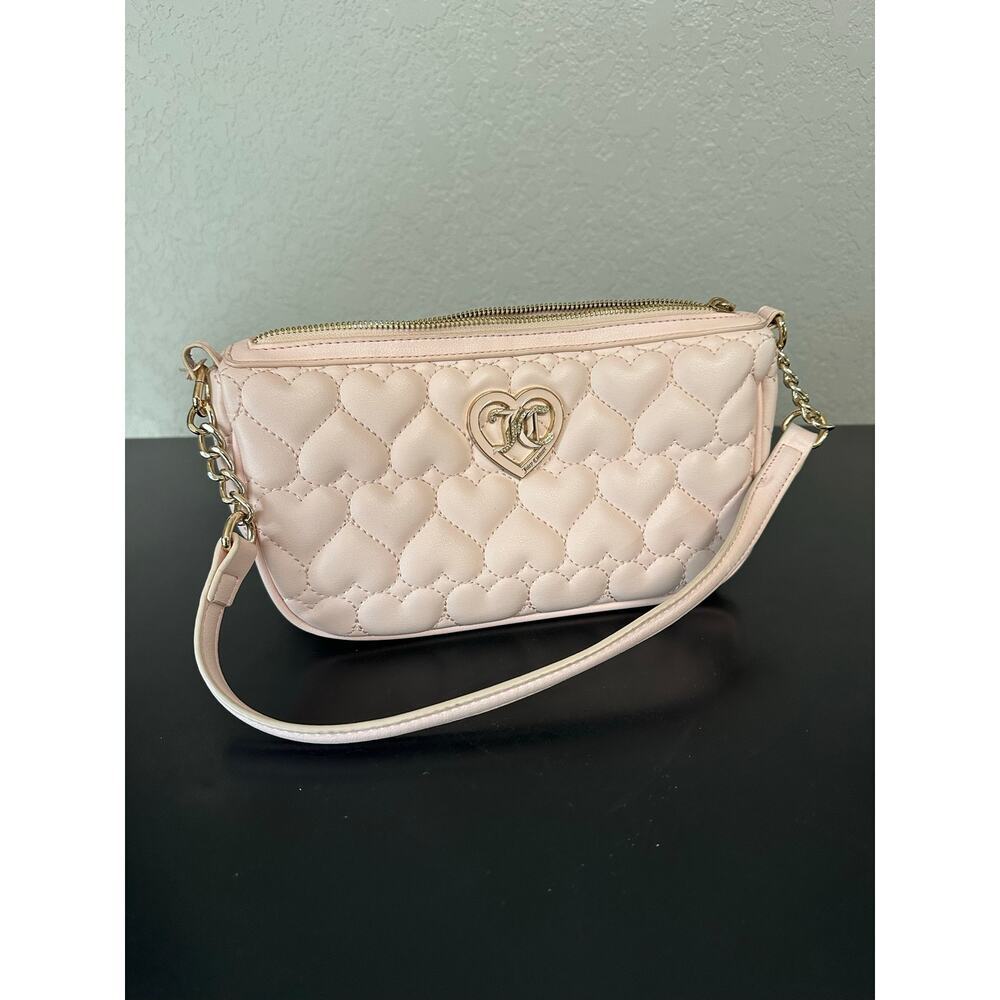 Juicy Couture Pink Quilted Shoulder Bag Logo Chain Gold Hardware Preppy Clueless - Picture 1 of 10